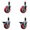 Service Caster 4'' Red Poly Wheel Swivel 1-1/8'' Expanding Stem Caster Set 2 Brakes, 4PK SCC-EX20S414-PPUB-RED-2-PLB-2-118 - alternate 1